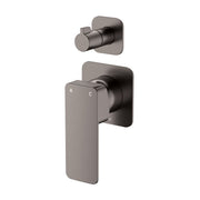 Fienza Tono Wall Diverter Mixer Small Square Plates, Gun Metal
