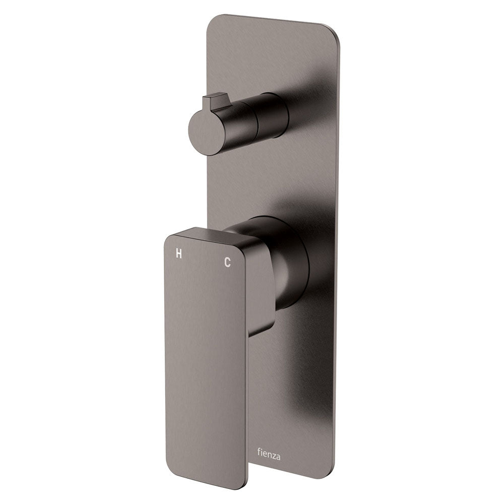 Fienza Tono Wall Diverter Mixer Large Rectangular Plate, Gun Metal
