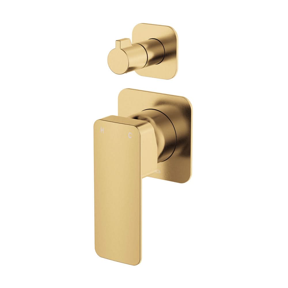 Fienza Tono Wall Diverter Mixer Dress Kit Small Square Plates, Urban Brass