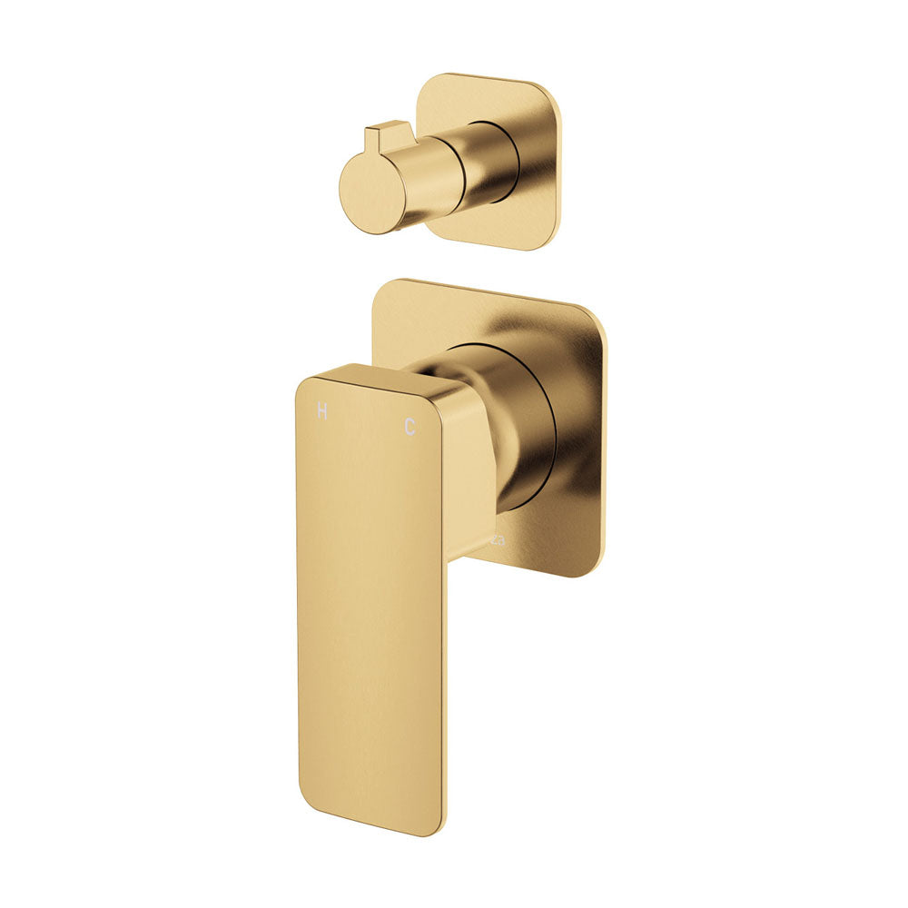 Fienza Tono Wall Diverter Mixer Small Square Plates, Urban Brass