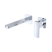 Fienza Tono Basin/Bath Wall Mixer Set 200mm Outlet Sm Square Plates, Chrome