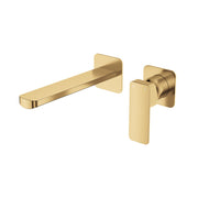Fienza Tono Basin/Bath Wall Mixer Set 200mm Outlet Sm Square Plates, Urban Brass