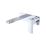 Fienza Tono Basin/Bath Wall Mixer Set 160mm Outlet Large Rectangular Plate, Chrome
