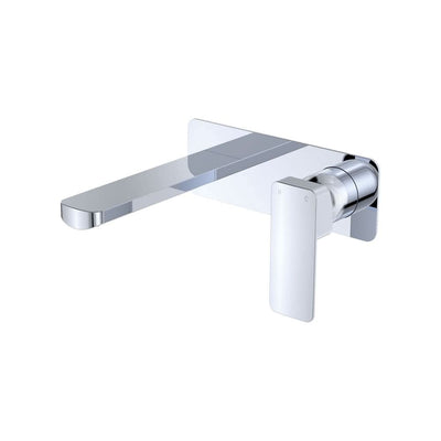Fienza Tono Basin/Bath Wall Mixer Set 160mm Outlet Large Rectangular Plate, Chrome