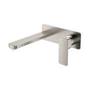 Fienza Tono Basin/Bath Wall Mixer Set 200mm Outlet Large Rectangular Plate, Brushed Nickel