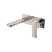 Fienza Tono Basin/Bath Wall Mixer Set 160mm Outlet Large Rectangular Plate, Brushed Nickel
