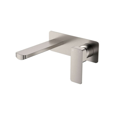 Fienza Tono Basin/Bath Wall Mixer Set 160mm Outlet Large Rectangular Plate, Brushed Nickel
