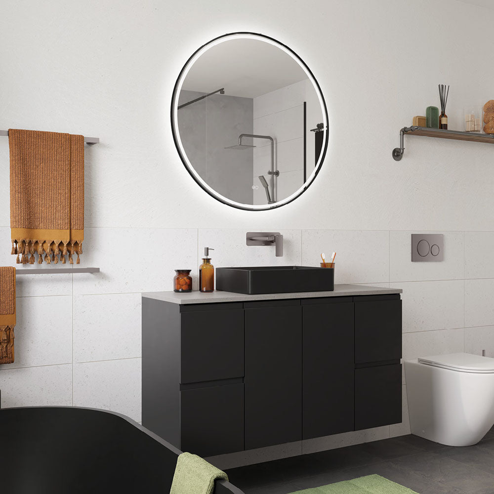 Fienza Tono Basin/Bath Wall Mixer Set 200mm Outlet Large Rectangular Plate, Gun Metal