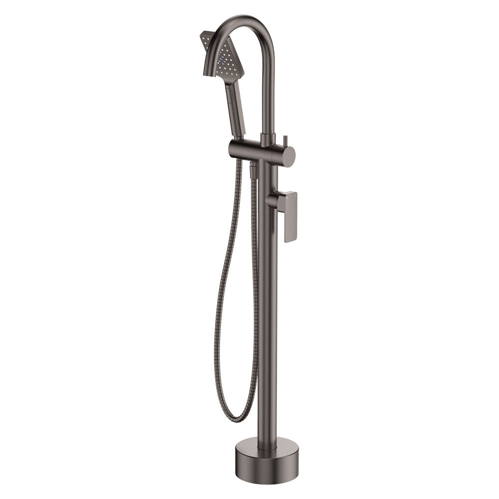 Fienza Tono Floor Mounted Bath Mixer With Hand Shower, Gun Metal