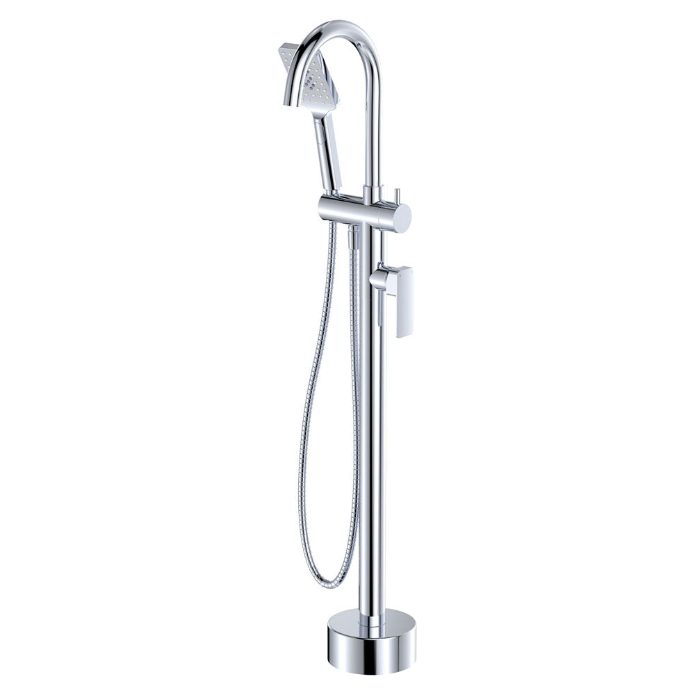 Fienza Tono Floor Mounted Bath Mixer With Hand Shower, Chrome
