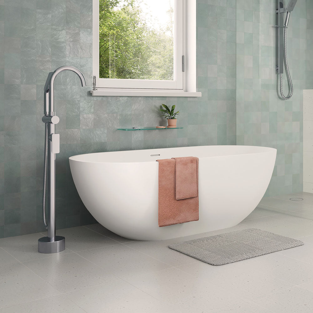 Fienza Tono Floor Mounted Bath Mixer With Hand Shower, Chrome