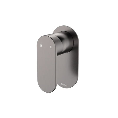 Fienza Empire Slim Wall Mixer Oval Plate Dress Kit, Gun Metal
