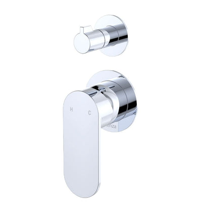 Fienza Empire Slim Wall Diverter Mixer Small Round Plates Vertical, Chrome