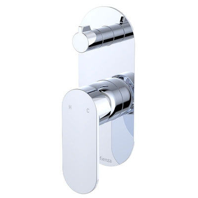 Fienza Empire Slim Wall Diverter Mixer Large Oval Plate Vertical, Chrome