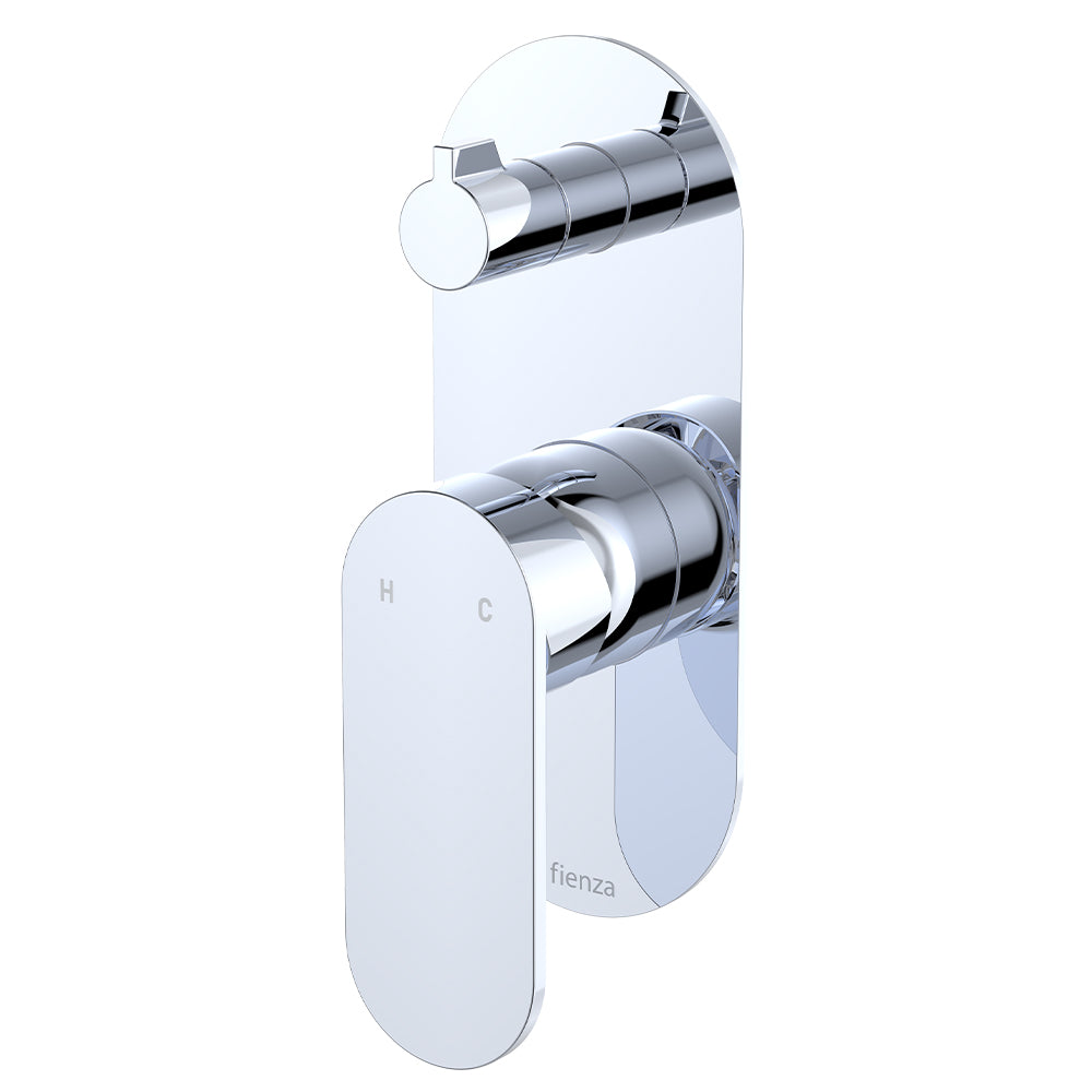 Fienza Empire Slim Wall Diverter Mixer Lg Oval Plate Vertical Dress Kit, Chrome