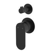 Fienza Empire Slim Wall Diverter Mixer Lg Oval Plate Vertical Dress Kit, Matte Black
