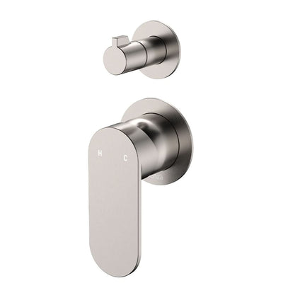 Fienza Empire Slim Wall Diverter Mixer Sm Round Plates Vertical Dress Kit, Brushed Nickel