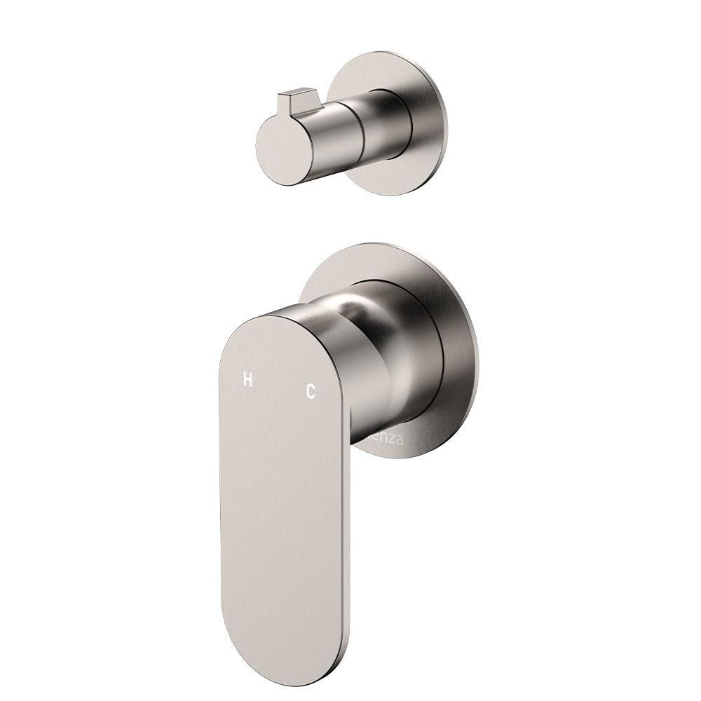 Fienza Empire Slim Wall Diverter Mixer Lg Oval Plate Vertical Dress Kit, Brushed Nickel