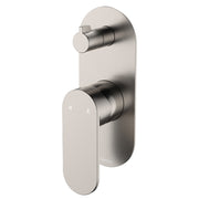Fienza Empire Slim Wall Diverter Mixer Large Oval Plate Vertical, Brushed Nickel