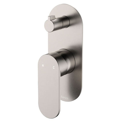 Fienza Empire Slim Wall Diverter Mixer Large Oval Plate Vertical, Brushed Nickel
