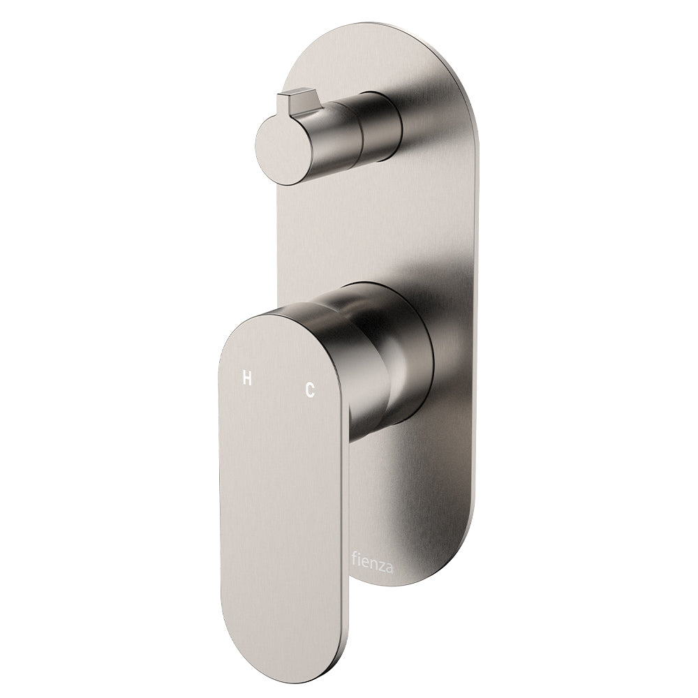 Fienza Empire Slim Wall Diverter Mixer Lg Oval Plate Vertical Dress Kit, Brushed Nickel