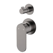 Fienza Empire Slim Wall Diverter Mixer Sm Round Plates Vertical Dress Kit, Gun Metal