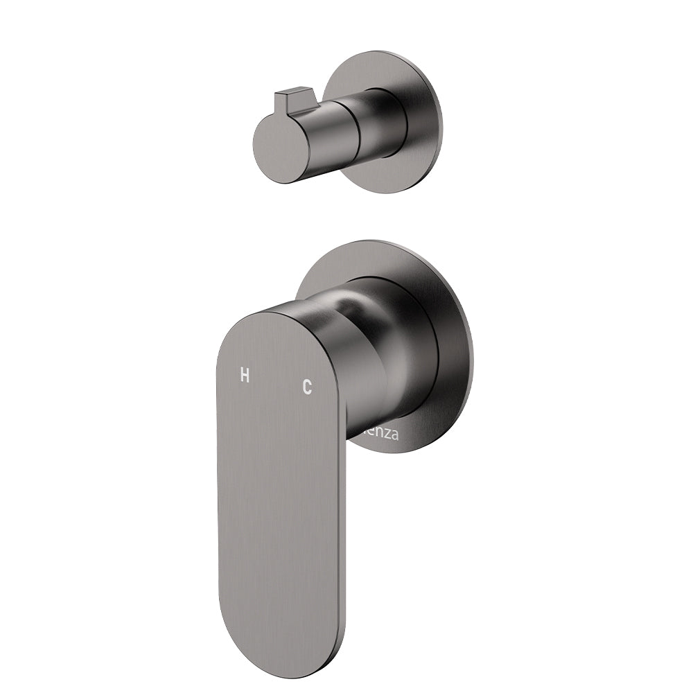 Fienza Empire Slim Wall Diverter Mixer Sm Round Plates Vertical Dress Kit, Gun Metal