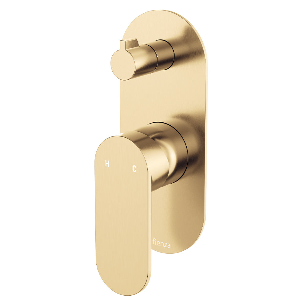 Fienza Empire Slim Wall Diverter Mixer Lg Oval Plate Vertical Vertical Dress Kit, Urban Brass