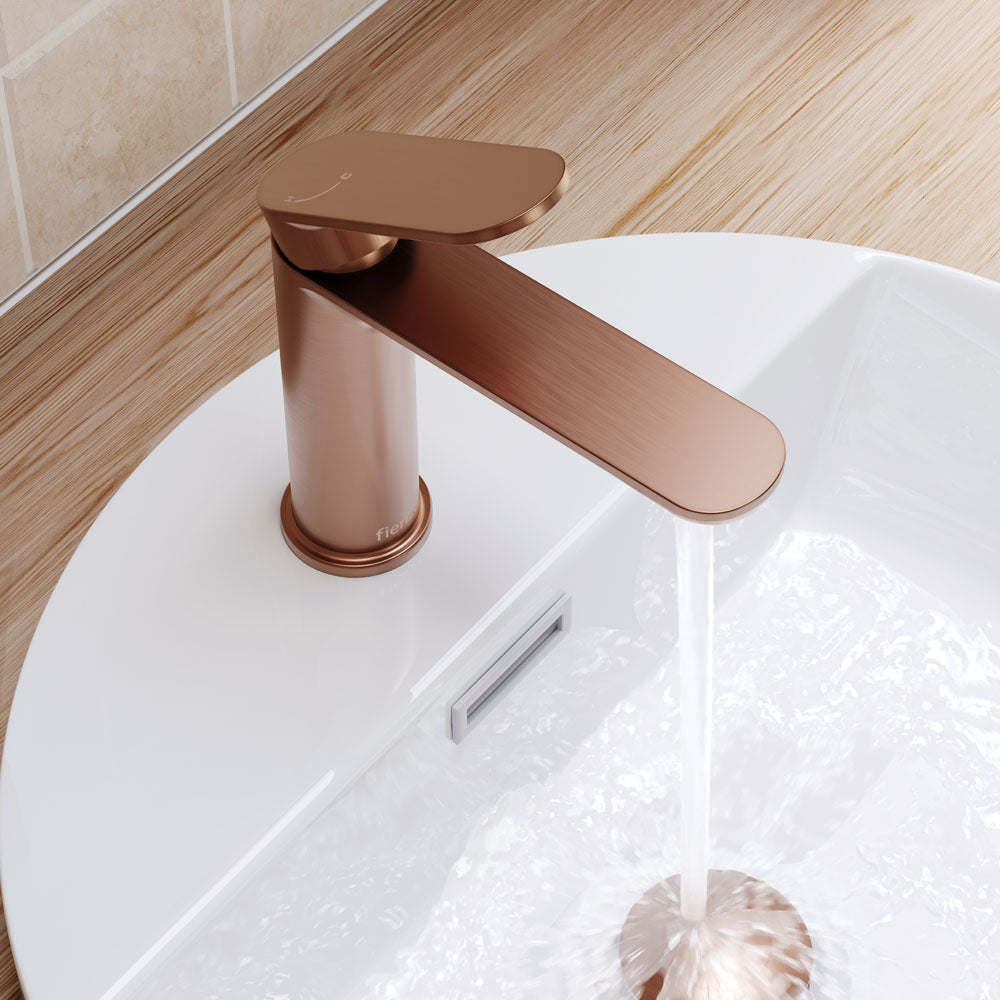 Fienza Empire Slim Basin Mixer Cold Start, Brushed Copper