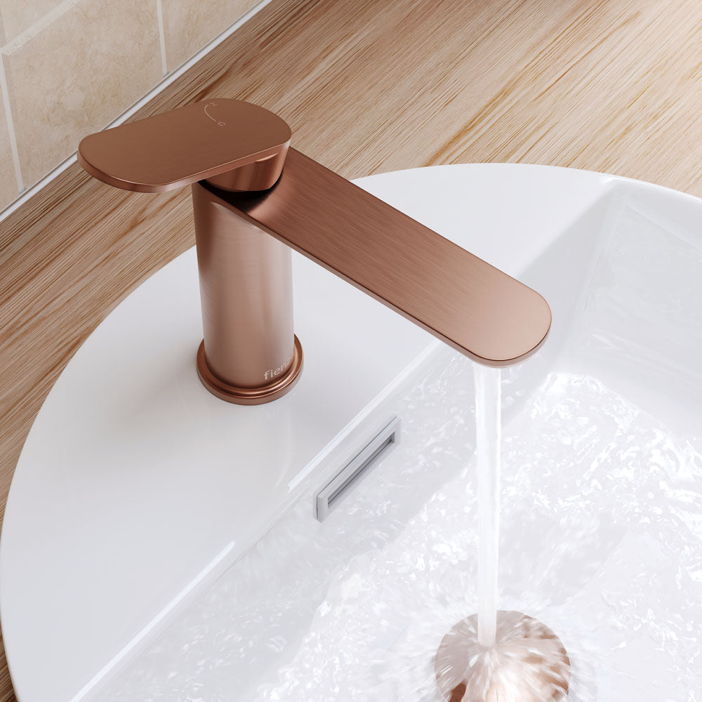 Fienza Empire Slim Basin Mixer Cold Start, Brushed Copper