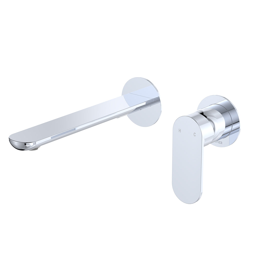 Fienza Empire Slim Basin/Bath Wall Mixer Set Round Plates 200mm, Chrome