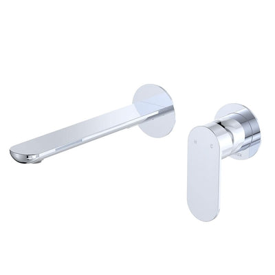 Fienza Empire Slim Basin/Bath Wall Mixer Set Round Plates 200mm, Chrome