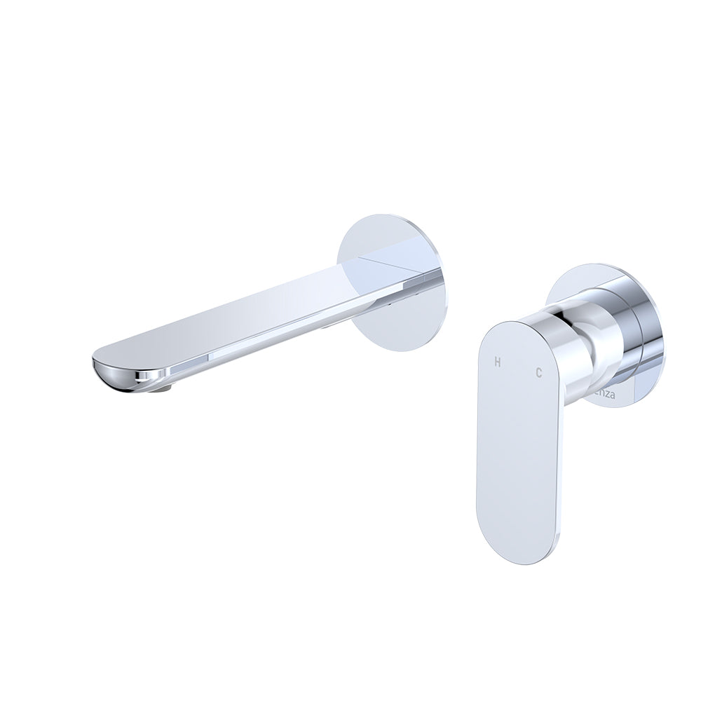 Fienza Empire Slim Basin/Bath Wall Mixer Set Round Plates 160mm Dress Kit, Chrome