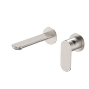Fienza Empire Slim Basin/Bath Wall Mixer Set Round Plates 160mm, Brushed Nickel