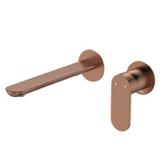 Fienza Empire Slim Basin/Bath Wall Mixer Set Round Plates 200mm Dress Kit, Brushed Copper