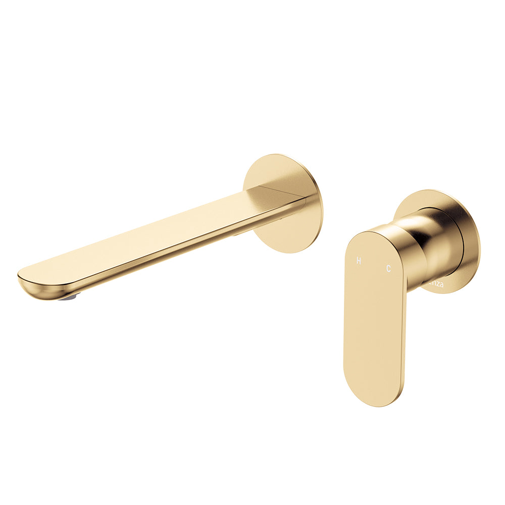 Fienza Empire Slim Basin/Bath Wall Mixer Set Round Plates 200mm Dress Kit, Urban Brass
