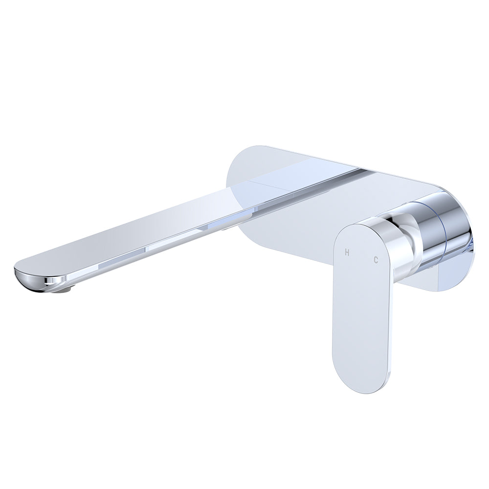 Fienza Empire Slim Basin/Bath Wall Mixer Set Oval Plate 200mm, Chrome