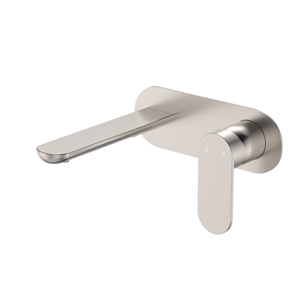 Fienza Empire Slim Basin/Bath Wall Mixer Set Oval Plate 160mm Dress Kit, Brushed Nickel