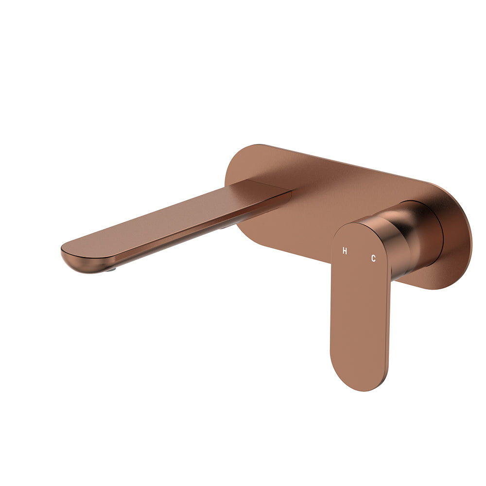 Fienza Empire Slim Basin/Bath Wall Mixer Set Oval Plate 160mm Dress Kit, Brushed Copper