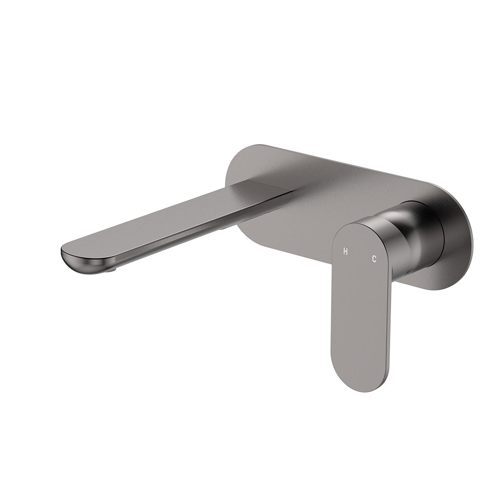 Fienza Empire Slim Basin/Bath Wall Mixer Set Oval Plate 160mm, Gun Metal