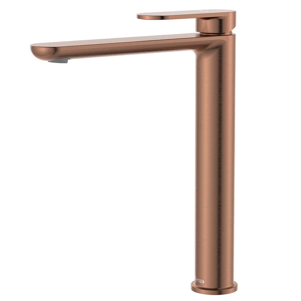 Fienza Empire Slim Tall Basin Mixer Cold Start, Brushed Copper