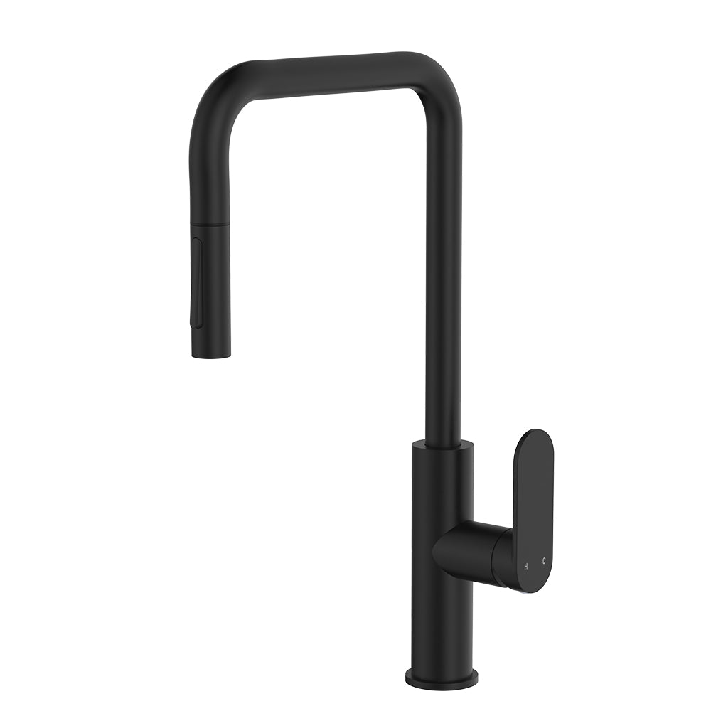 Fienza Empire Slim Pull Out Sink Mixer, Matte Black
