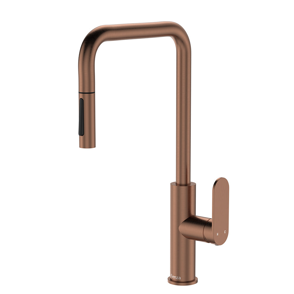 Fienza Empire Slim Pull Out Sink Mixer, Brushed Copper