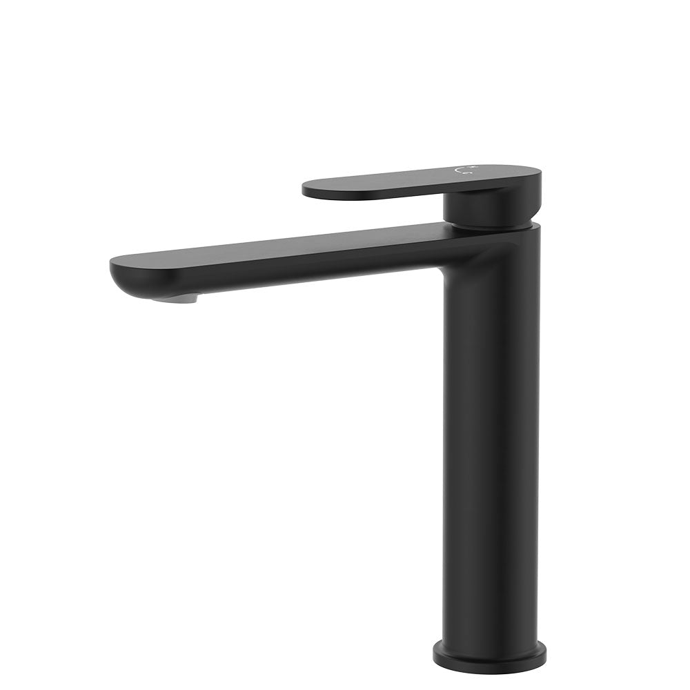 Fienza Empire Slim Medium Basin Mixer Cold Start, Matte Black