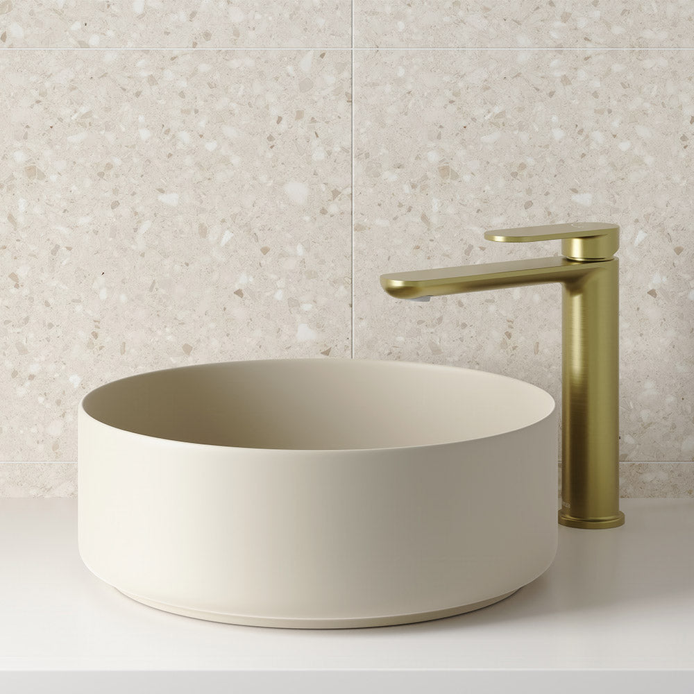 Fienza Empire Slim Medium Basin Mixer Cold Start, Urban Brass