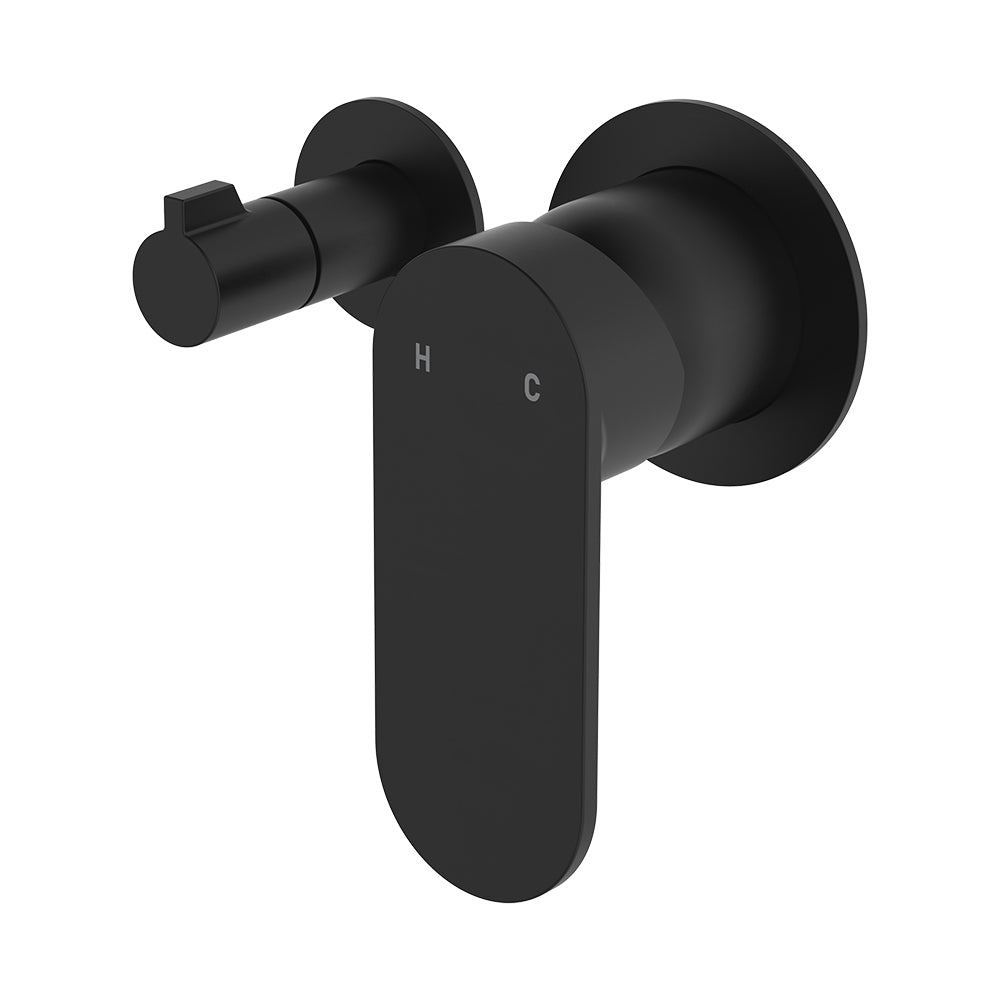 Fienza Empire Slim Wall Diverter Mixer Lg Oval Plate Horizontal Dress Kit, Matte Black