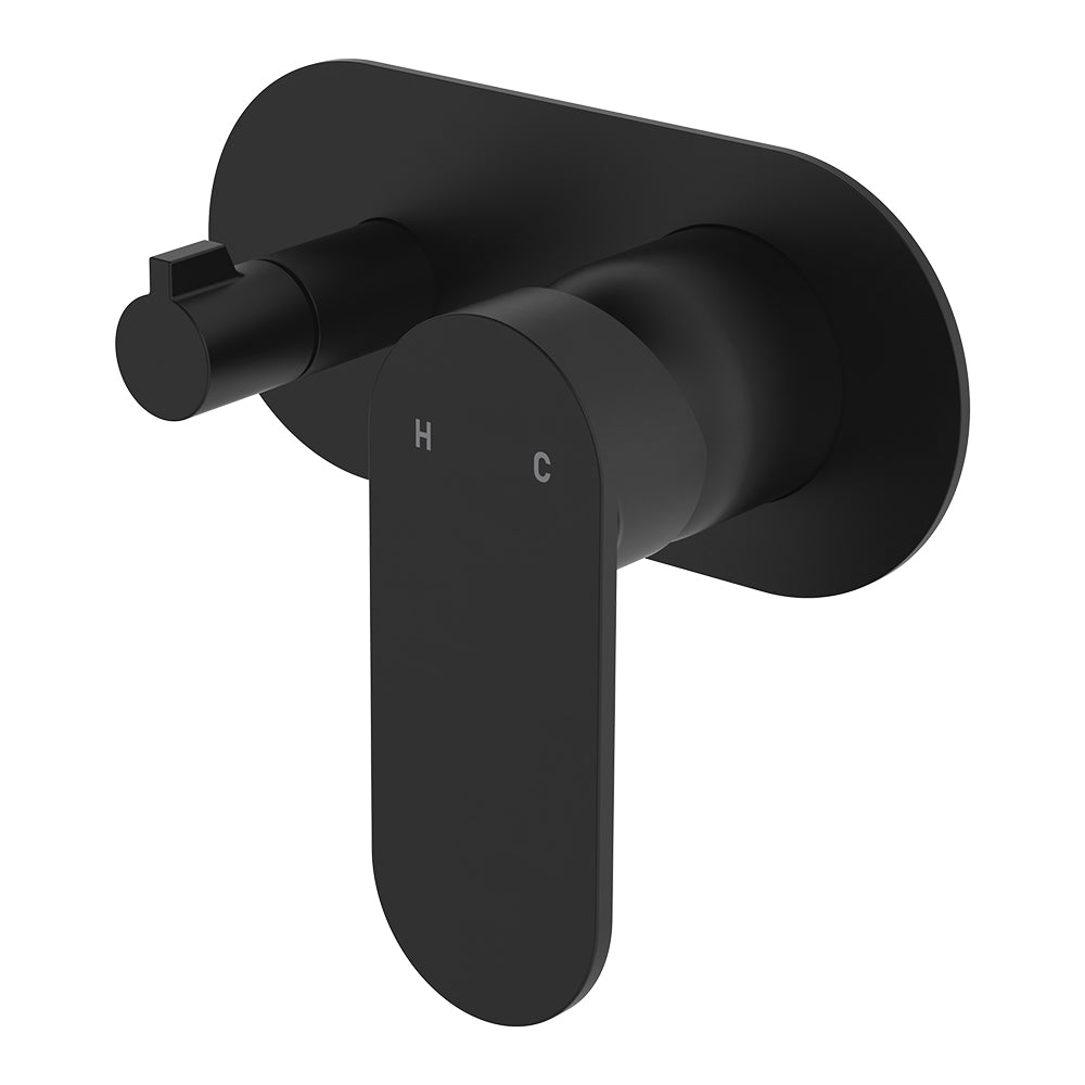 Fienza Empire Slim Wall Diverter Mixer Large Oval Plate Horizontal, Matte Black