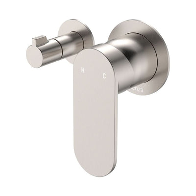 Fienza Empire Slim Wall Diverter Mixer Small Round Plates Horizontal, Brushed Nickel