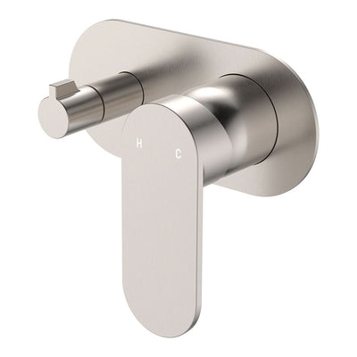 Fienza Empire Slim Wall Diverter Mixer Large Oval Plate Horizontal, Brushed Nickel