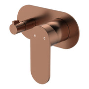 Fienza Empire Slim Wall Diverter Mixer Large Oval Plate Horizontal, Brushed Copper